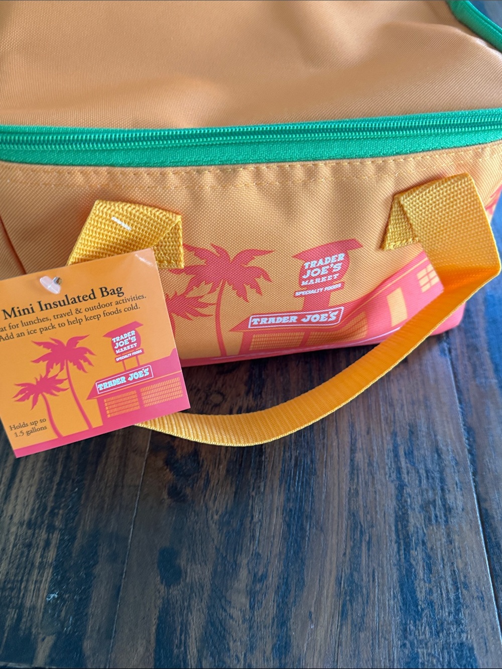 Trader Joe's Mini Insulated Bag - Orange with Teal Trim